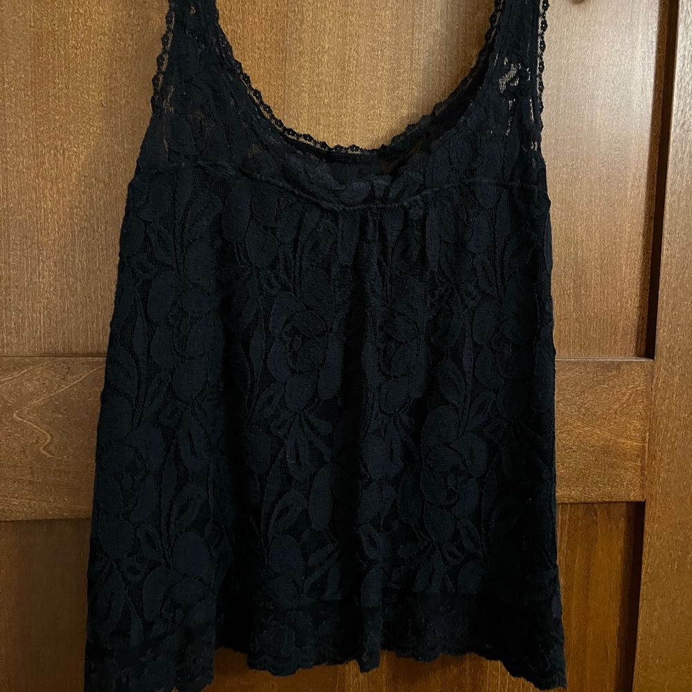 Pick 2 $10 items for $15. Abercrombie & Fitch navy, lacy tank top.